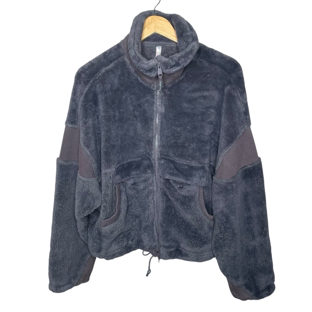 Free People FP Movement Seeing Stars Fleece Jacket Oversized Gray Medium - Picture 5 of 16